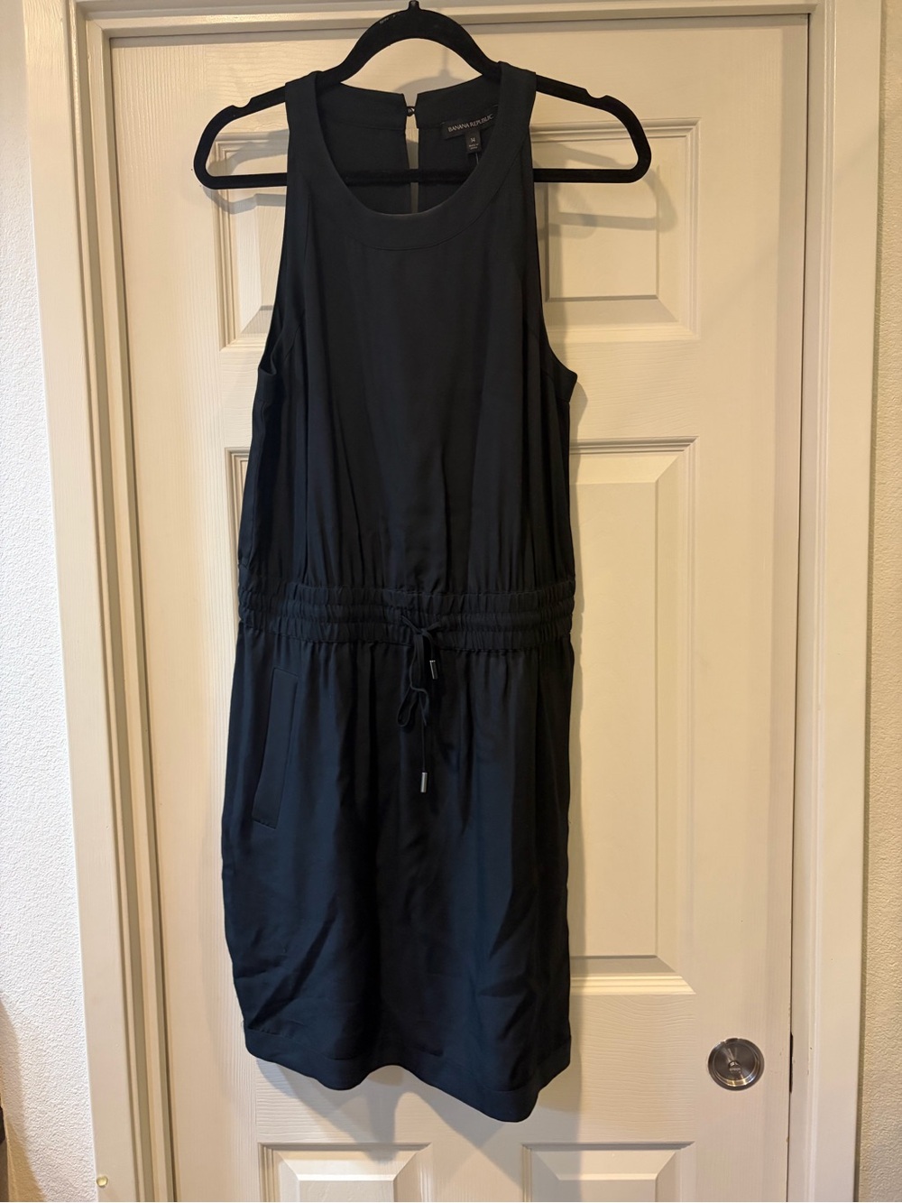 NWT Banana Republic Black Sleeveless Drawstring Waist Dress